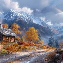 Log Cabin Under the Autumn Rainbow  screen for extension Chrome web store in OffiDocs Chromium