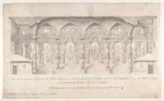 Free download Longitudinal Section of a Ballroom Decorated for the Marriage of the King of Naples to the Archduchess of Austria free photo or picture to be edited with GIMP online image editor