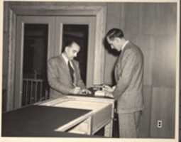 Free download Lowell Textile Institute, Lowell, MA. Alumni Building - Joseph V. Kopycinski, Librarian (right). free photo or picture to be edited with GIMP online image editor