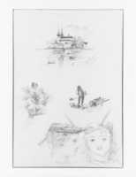 Free download Lucerne Cathedral, Farmer in Field, Foliage, Two Children (from Switzerland 1870 Sketchbook) free photo or picture to be edited with GIMP online image editor