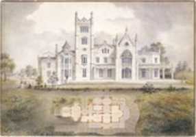 Free download Lyndhurst for George Merritt, Tarrytown, New York (west [rear] elevation and plan) free photo or picture to be edited with GIMP online image editor