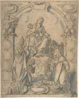 Free download Madonna and Child Adored by Two Saints free photo or picture to be edited with GIMP online image editor