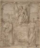 Free download Madonna and Child Enthroned with Saint Basil the Great and Saint John the Baptist and Donor free photo or picture to be edited with GIMP online image editor