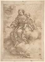 Free download Madonna and Child Seated on Clouds (recto); Madonna and Child in Reverse (verso) free photo or picture to be edited with GIMP online image editor