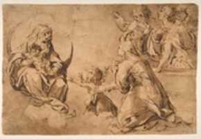 Free download Madonna and Child with Saint John, Saint Anne, and Two Angels in Adoration free photo or picture to be edited with GIMP online image editor