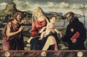 Free download Madonna and Child with Saints John the Baptist and Nicholas of Tolentino free photo or picture to be edited with GIMP online image editor