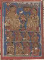 Free download Mahavira Preaching the Samacari (top) / Part of Mahaviras Audience as He Preached the Samacari (bottom); Page from a Dispersed Kalpa Sutra (Jain Book of Rituals) free photo or picture to be edited with GIMP online image editor
