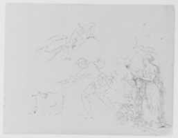 Free download Male [Breaking Fall]; Male Gesturing Toward Dog; Female on Step Leaning Against Column by Foliage (from Sketchbook) free photo or picture to be edited with GIMP online image editor