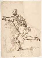 Free download Male Figure Running (recto); Three Pen Studies of Male Heads (verso) free photo or picture to be edited with GIMP online image editor
