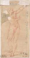 Free download Male Figure with Arms Raised to the Left Seen From the Rear (recto); Male Figures with Arms Raised to the Left (front view of figure on recto) (verso) free photo or picture to be edited with GIMP online image editor