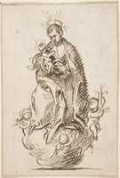 Free download Male Saint Standing on Clouds Supported by Putti, Holding Infant Christ free photo or picture to be edited with GIMP online image editor