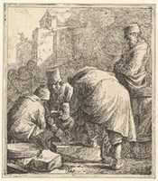 Free download Man Adjusting His Footwear, at Left Three Men Playing Cards free photo or picture to be edited with GIMP online image editor