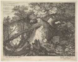 Free download Man and Four Goats near a Waterfall, from Six Landscapes free photo or picture to be edited with GIMP online image editor