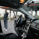 Man and His Car Parked on a Gas Station  screen for extension Chrome web store in OffiDocs Chromium
