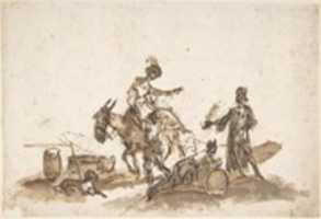 Free download Man Assisting a Woman to Mount a Horse, with Two Other Figures and a Dog free photo or picture to be edited with GIMP online image editor