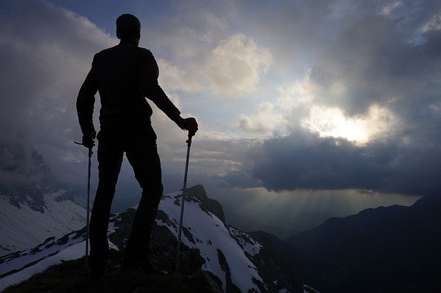 Free download man hiking mountain peak summit free picture to be edited with GIMP free online image editor
