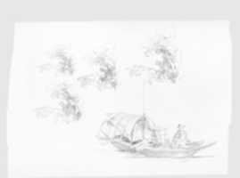 Free download Man in a Boat, Foliage (from Switzerland 1870 Sketchbook) free photo or picture to be edited with GIMP online image editor