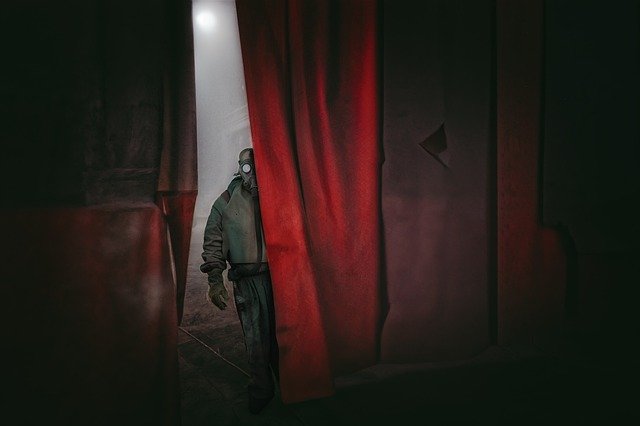 Free download man mask curtain scary theatre free picture to be edited with GIMP free online image editor