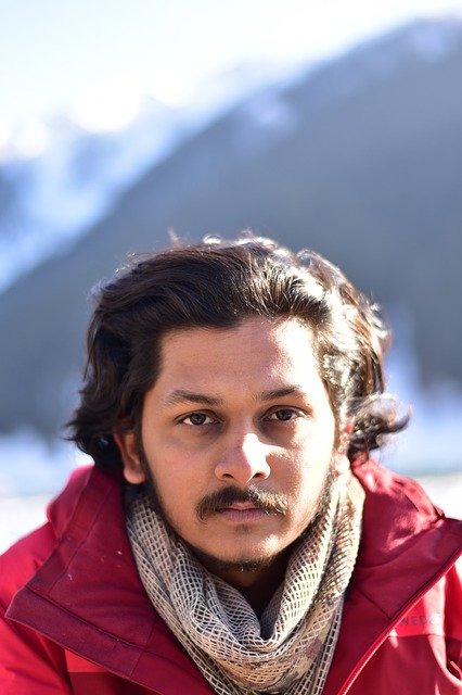 Free graphic man model face moustache scarf to be edited by GIMP free image editor by OffiDocs