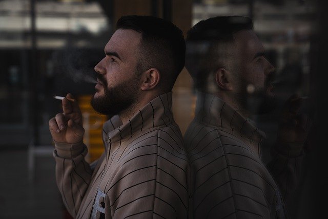 Free download man model smoke reflection pose free picture to be edited with GIMP free online image editor