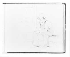 Free download Man Seated; Sketch of a Pigs Head (from Sketchbook) free photo or picture to be edited with GIMP online image editor