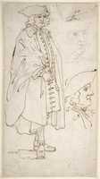 Free download Man Smoking a Pipe (recto); Standing Man and Two Studies of His Head (verso) free photo or picture to be edited with GIMP online image editor
