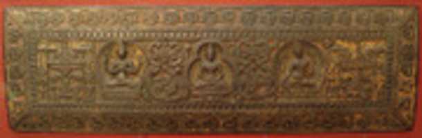 Free download Manuscript Cover with Prajnaparamita Flanked by Sadakshari Lokeshvara and a Tara free photo or picture to be edited with GIMP online image editor