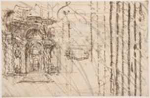 Free download Manuscript page with a Project for a Fountain (recto) and Project and Plan for a Monumental Staircase (verso) free photo or picture to be edited with GIMP online image editor