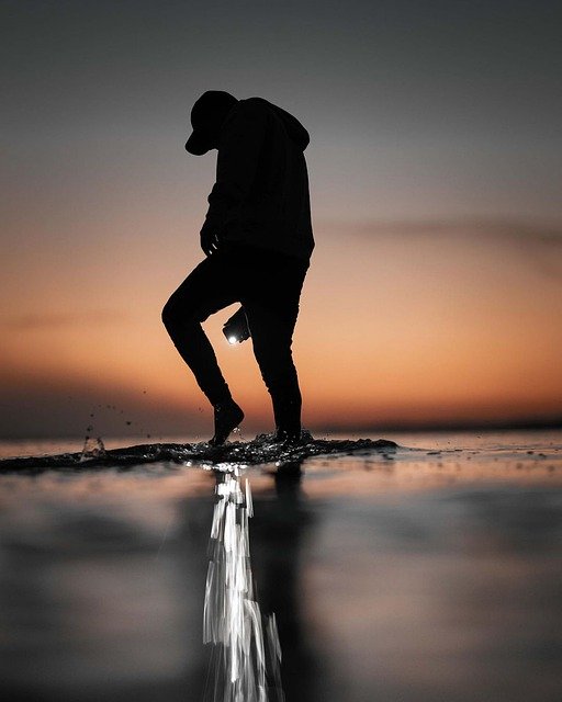 Free download man water shadow light dark alone free picture to be edited with GIMP free online image editor