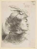 Free download Man Wearing a Small Turban Ornamented with Plumes and a Ribbon, Facing Right, from Series of Small Heads in Oriental Headdress free photo or picture to be edited with GIMP online image editor