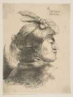 Free download Man Wearing a Small Turban Ornamented with Plumes and Ribbon, Facing Right, from Studies of Small Heads in Oriental Headdress free photo or picture to be edited with GIMP online image editor