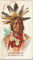 Free download Many Horns, Blackfeet Sioux, from the American Indian Chiefs series (N2) for Allen & Ginter Cigarettes Brands free photo or picture to be edited with GIMP online image editor