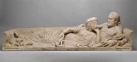 Free download Marble sarcophagus lid with reclining couple free photo or picture to be edited with GIMP online image editor