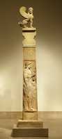 Free download Marble stele (grave marker) of a youth and little girl with capital and finial in the form of a sphinx free photo or picture to be edited with GIMP online image editor