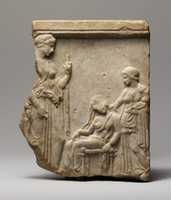 Free download Marble votive relief fragment of goddesses, mother, nurse, and infant free photo or picture to be edited with GIMP online image editor