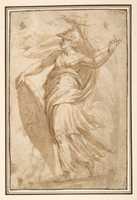 Free download Mars and Cupid (recto); Female Standing Figure with a Helmet and a Shield (Bellona?) (verso) free photo or picture to be edited with GIMP online image editor