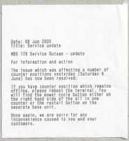 Free download MBS 178 - Post Office Horizon Notice - Service Outage - update - jpg & OCR txt free photo or picture to be edited with GIMP online image editor
