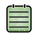 MemoPad New Tab  screen for extension Chrome web store in OffiDocs Chromium