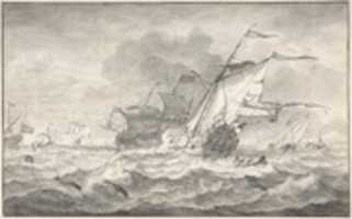 Free download Merchant Ships and Smaller Sailing Boats in a Strong Breeze, Dolphins in the Waves free photo or picture to be edited with GIMP online image editor