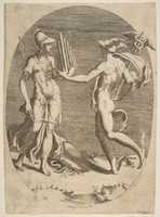 Free download Mercury Presenting a Panpipe to Minerva free photo or picture to be edited with GIMP online image editor