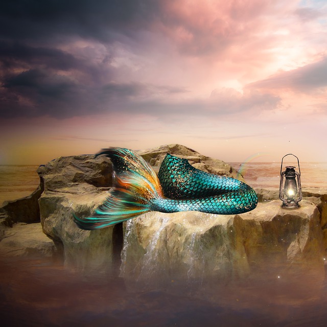 Scarica gratis l'immagine gratuita del fotomontaggio della scogliera della coda della sirena da modificare con l'editor di immagini online gratuito GIMP