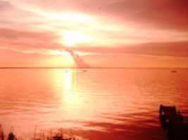 Free download Mille Lacs Lake sunset and fire, July 1963, Minnesota free photo or picture to be edited with GIMP online image editor