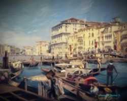 Scarica gratuitamente la foto o l'immagine Mixed Media Drawing of a Procession in Venice da modificare con l'editor di immagini online GIMP