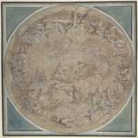 Free download Monastic Saint Presented to the Holy Trinity by the Virgin, Study for a Circular Ceiling Decoration free photo or picture to be edited with GIMP online image editor