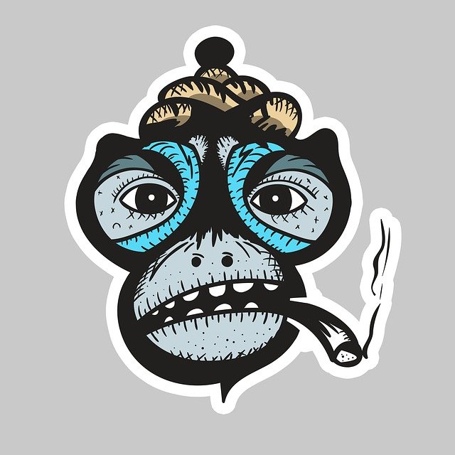 Unduh gratis ilustrasi gratis Monkey Crazy Smoking Animal untuk diedit dengan editor gambar online GIMP