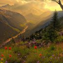 Mountainous Landscape at Sunset  screen for extension Chrome web store in OffiDocs Chromium