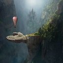 Mountain with hand and ballon theme  screen for extension Chrome web store in OffiDocs Chromium
