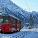 Narrow Gauge Railway Train at a Station in the French Alps  screen for extension Chrome web store in OffiDocs Chromium