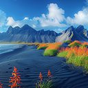 nature landscape with black sand beach  screen for extension Chrome web store in OffiDocs Chromium