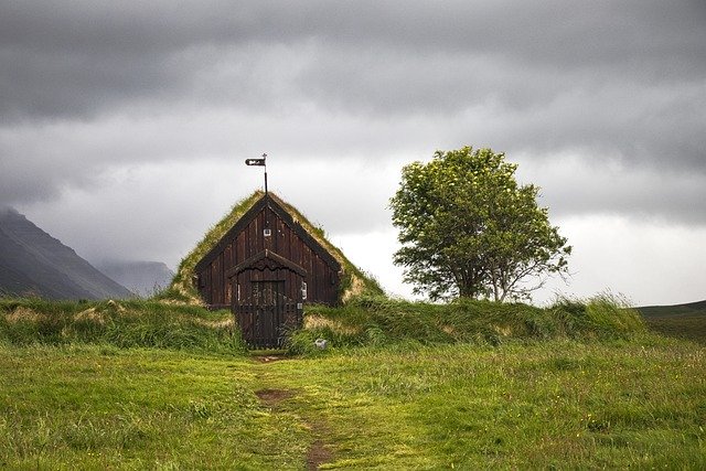 Free download nature tree house clouds iceland free picture to be edited with GIMP free online image editor